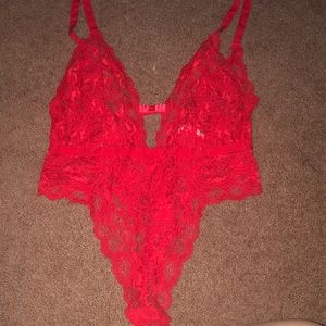 Red lace bodysuit